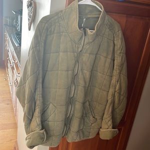 Gently used Free People quilted army green bomber jacket size large
